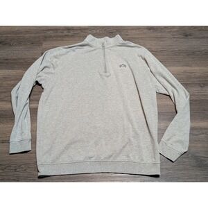 Peter Millar Mens Quarter Zip Pullover Sweatshirt  Gray XL Embroidered Logo
